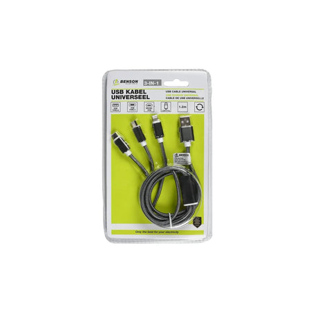 Benson Electric USB kabel universeel 3-in-1 iphone/mini-USB/USB-C