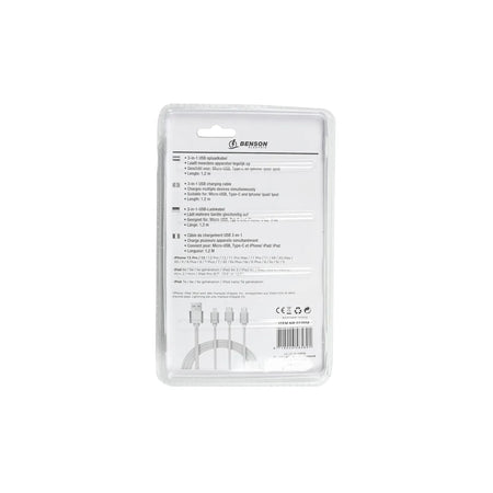 Benson Electric USB kabel universeel 3-in-1 iphone/mini-USB/USB-C