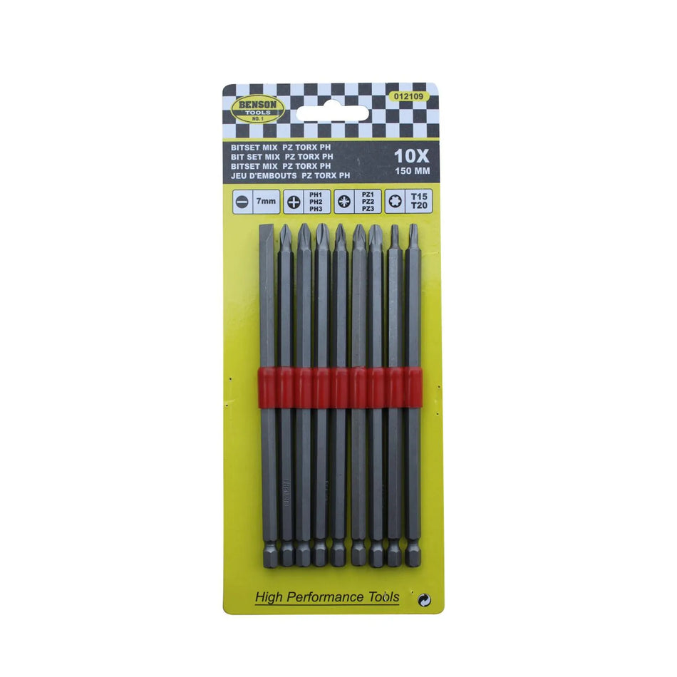 Benson Tools Bitset 10 dlg PZ torx PH 150 mm