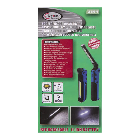 Höfftech Looplamp + zaklamp 2-in-1 oplaadbaar 2000 mAh