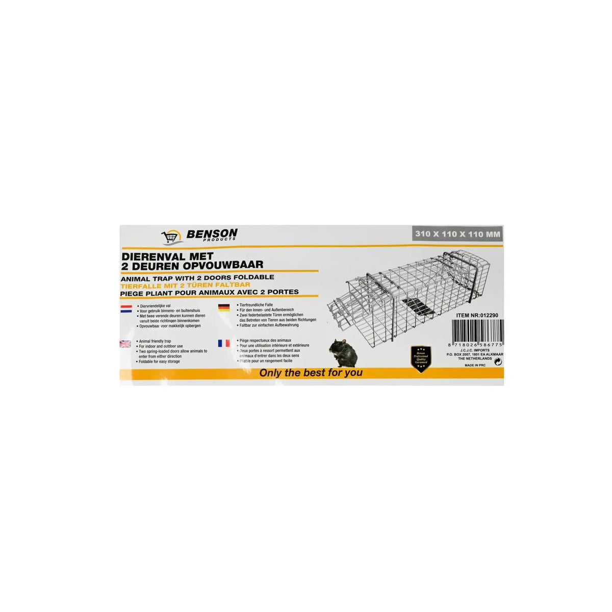 Benson Products Dierenval met 2 deuren opvouwbaar 31 x 11 x 11 cm
