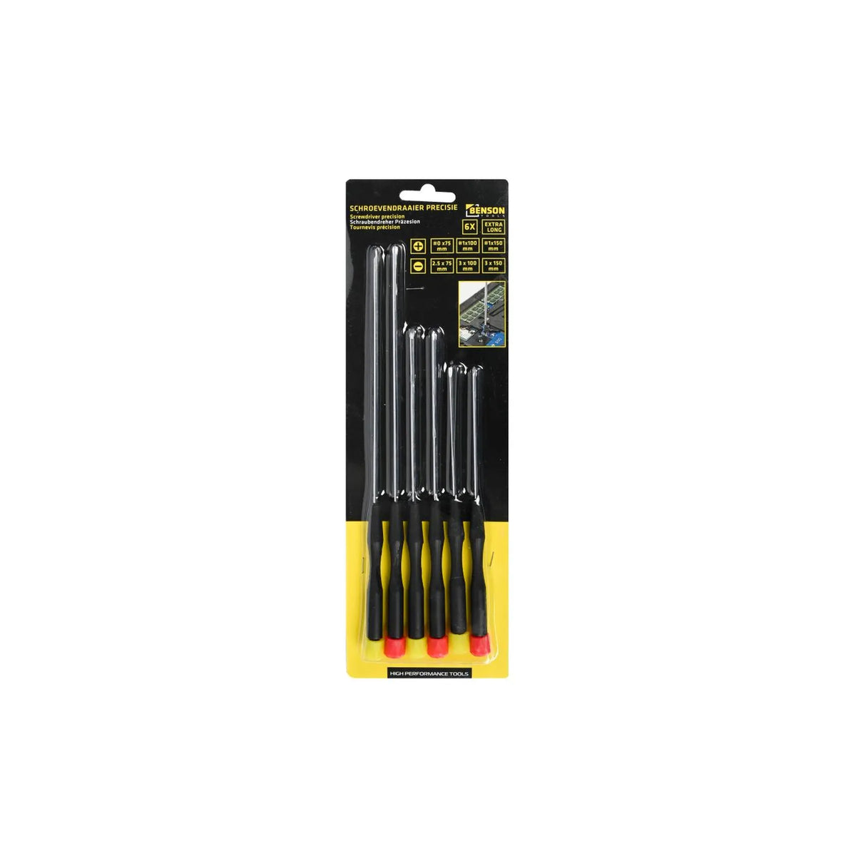 Benson Tools Schroevendraaier set precisie 6 dlg extra lang