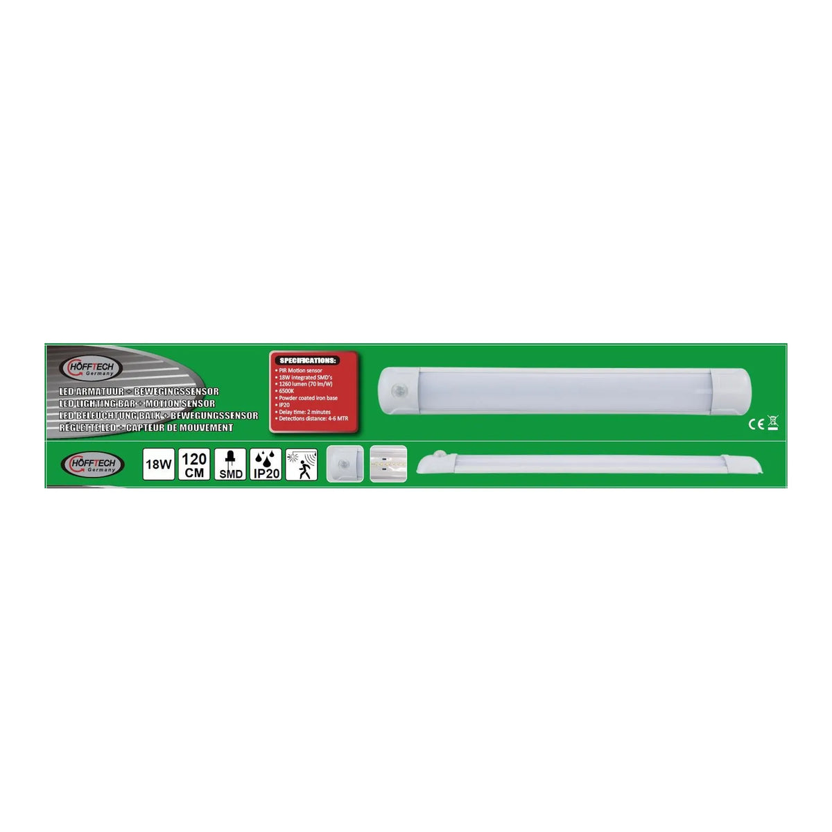 Höfftech LED armatuur 18W 60 cm + bewegingssensor