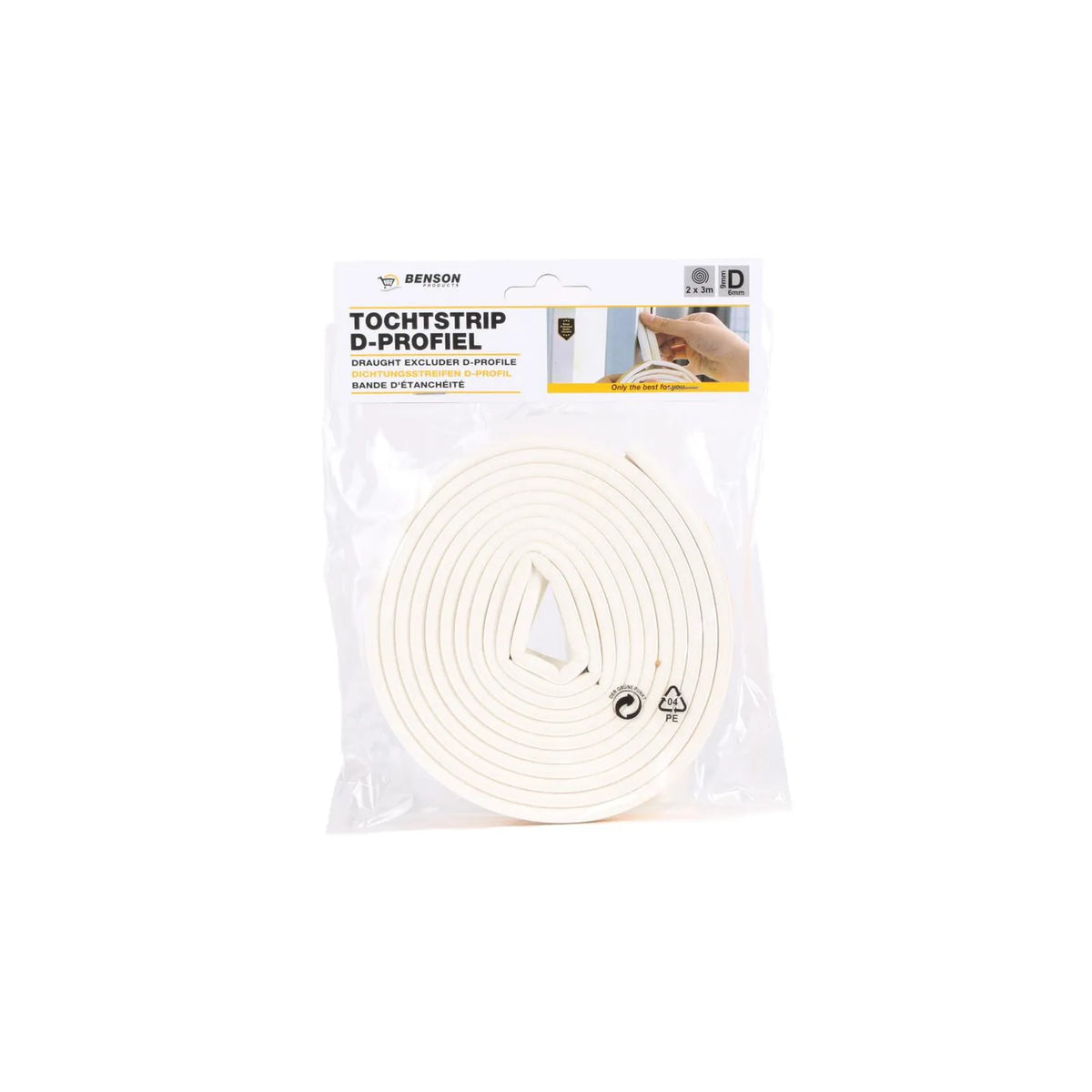 Benson Products Tochtstrip P-profiel 2 x 3 mtr wit