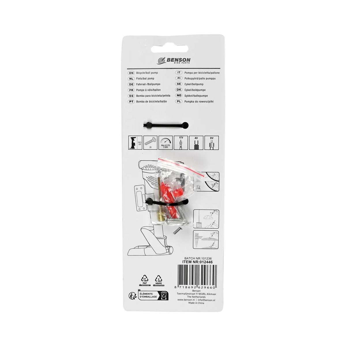 Benson Bike Parts Fietspomp + balpomp compact
