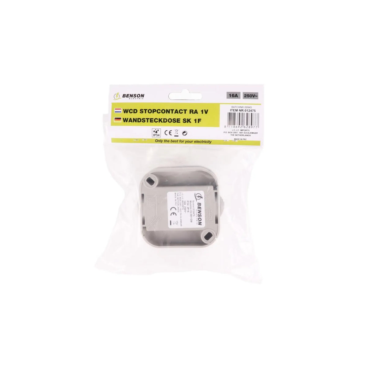 Benson Electric Stopcontact 1-voudig waterdicht IP54