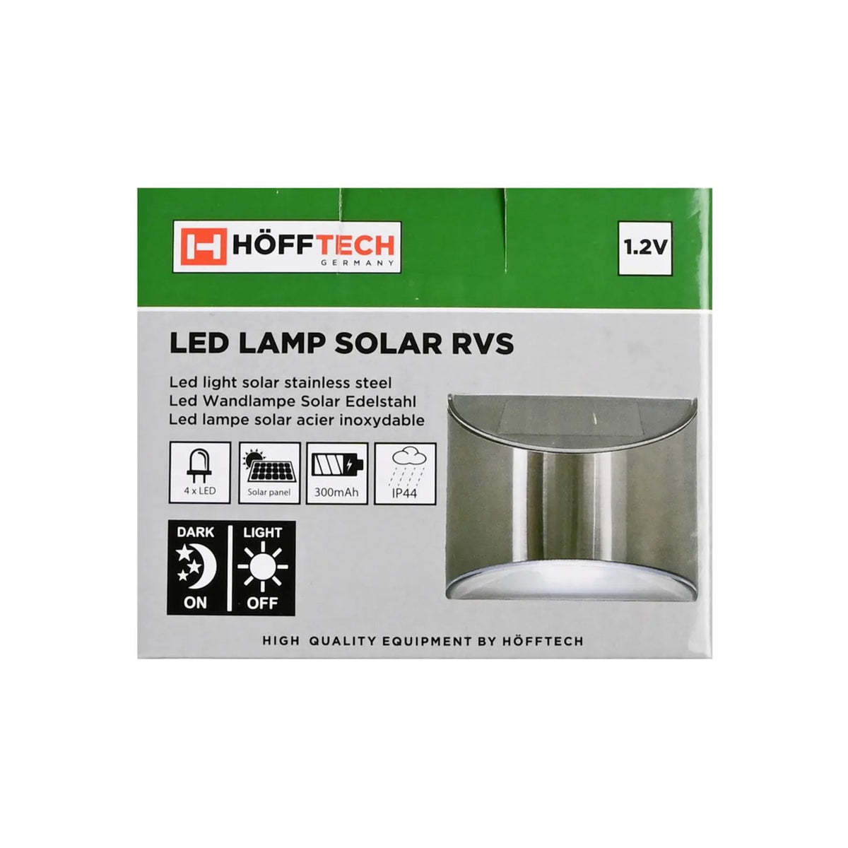 Höfftech LED lamp solar RVS 4 SMD 1.2V 300 mAh IP44