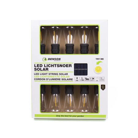 Benson Garden LED lichtsnoer 10 dlg 7.5 mtr solar 800 mAh IP44
