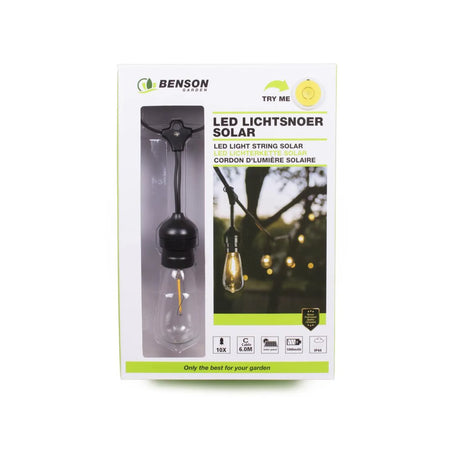 Benson Garden LED lichtsnoer 10 dlg 6 mtr solar 1000 mAh IP44