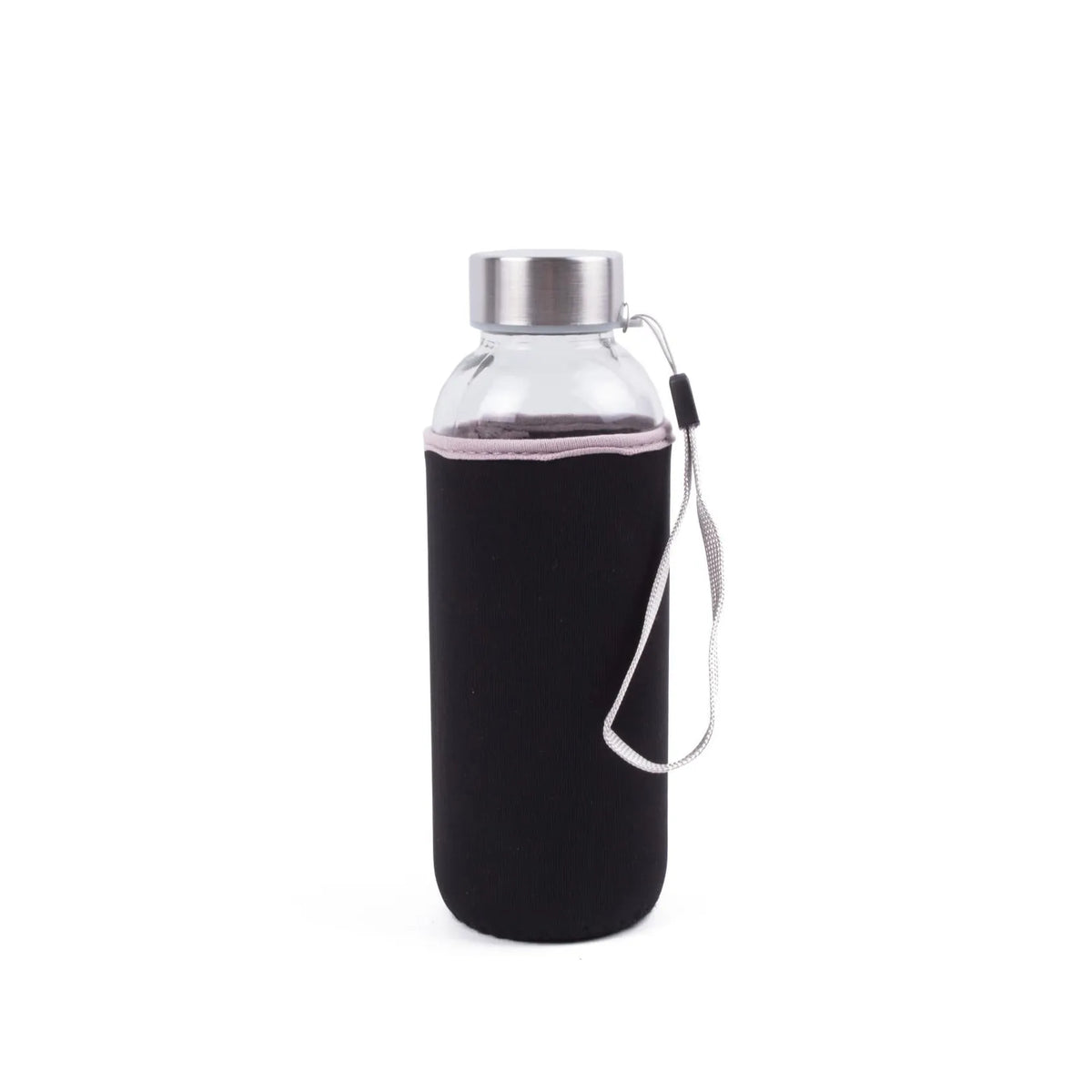 Benson Drinkfles glas 420 ml met zwarte hoes