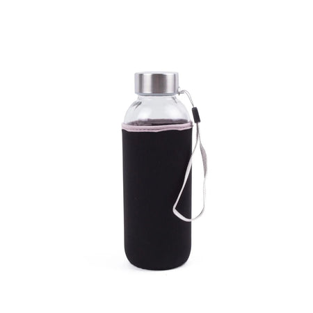 Benson Drinkfles glas 420 ml met zwarte hoes