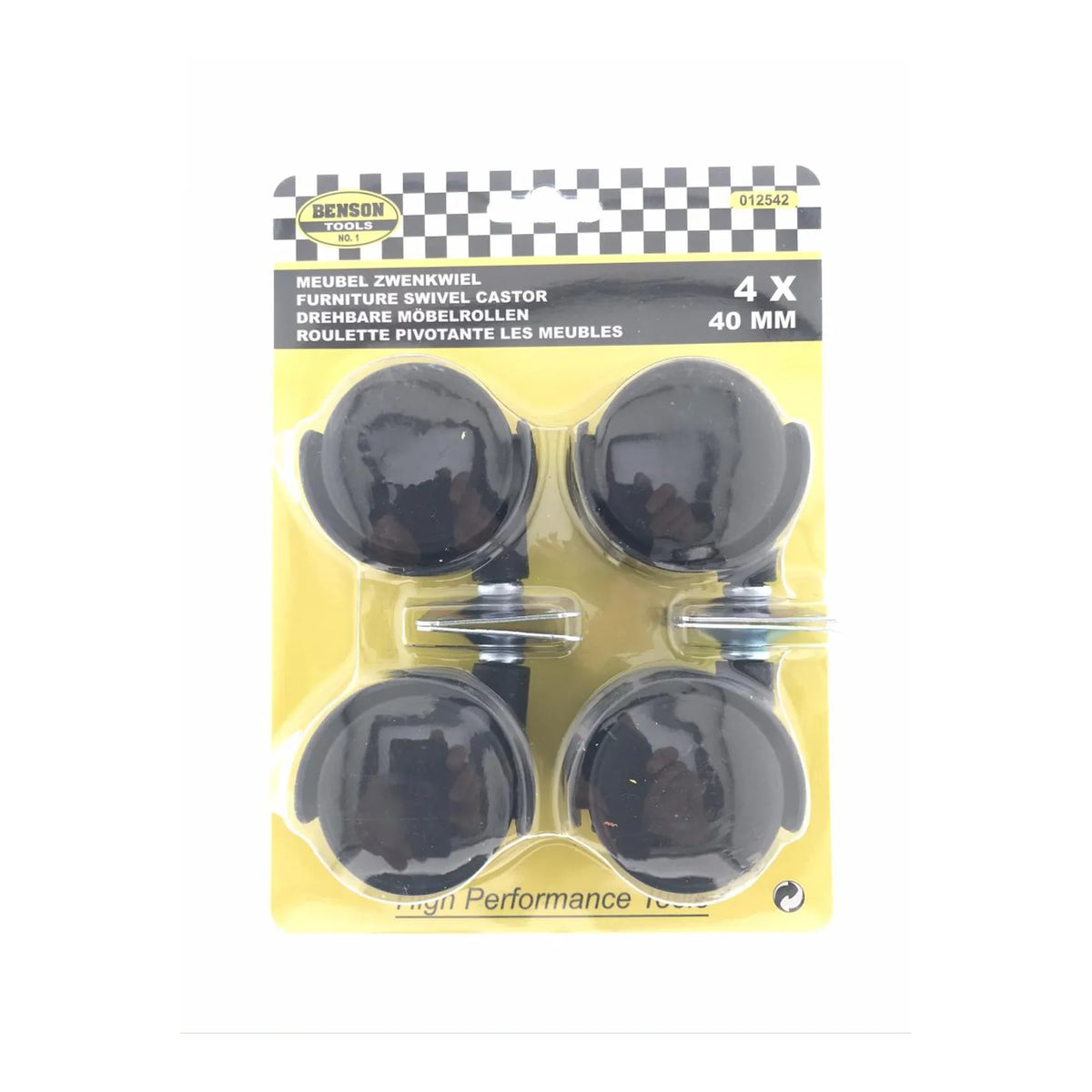Benson Tools Zwenkwiel meubel 40 mm zwart 4 dlg