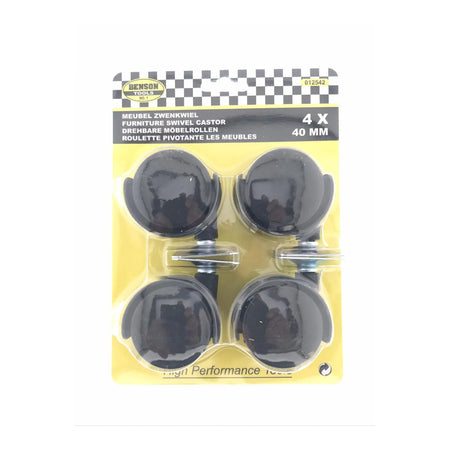 Benson Tools Zwenkwiel meubel 40 mm zwart 4 dlg