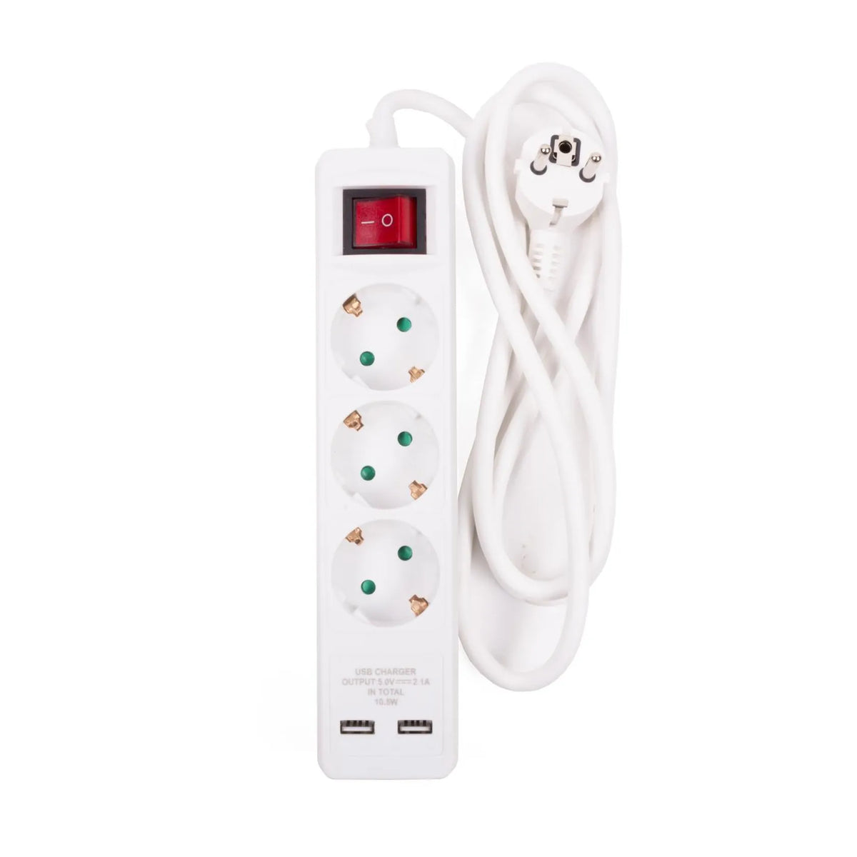 Benson Electric Stekkerdoos 3-voudig + RA 3X1.5 + schakelaar + 2 x USB + 1.5 mtr