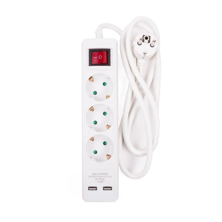 Benson Electric Stekkerdoos 3-voudig + RA 3X1.5 + schakelaar + 2 x USB + 1.5 mtr