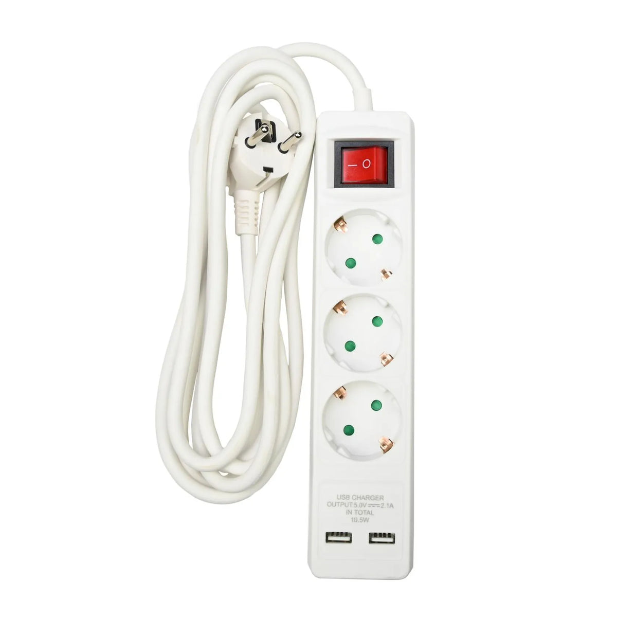 Benson Electric Stekkerdoos 3-voudig + RA 3X1.5 + schakelaar + 2 x USB + 3 mtr
