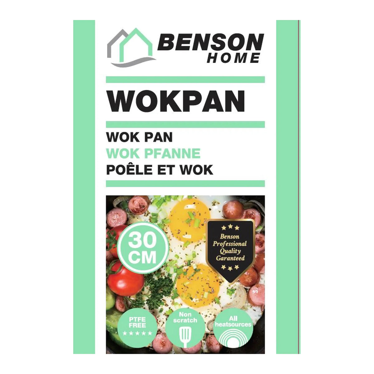 Benson Wokpan 30 cm marble non stick coating