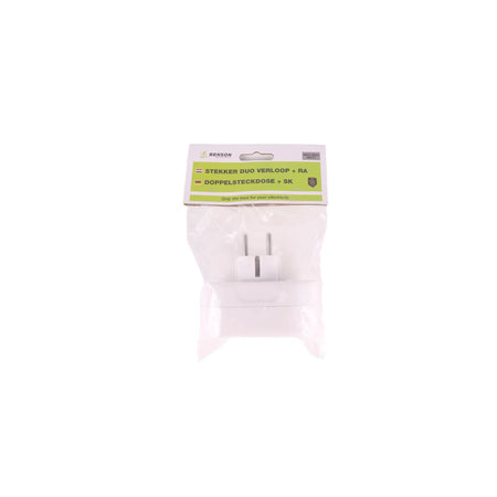 Benson Electric Stekker duo verloop + RA (horizontaal) wit