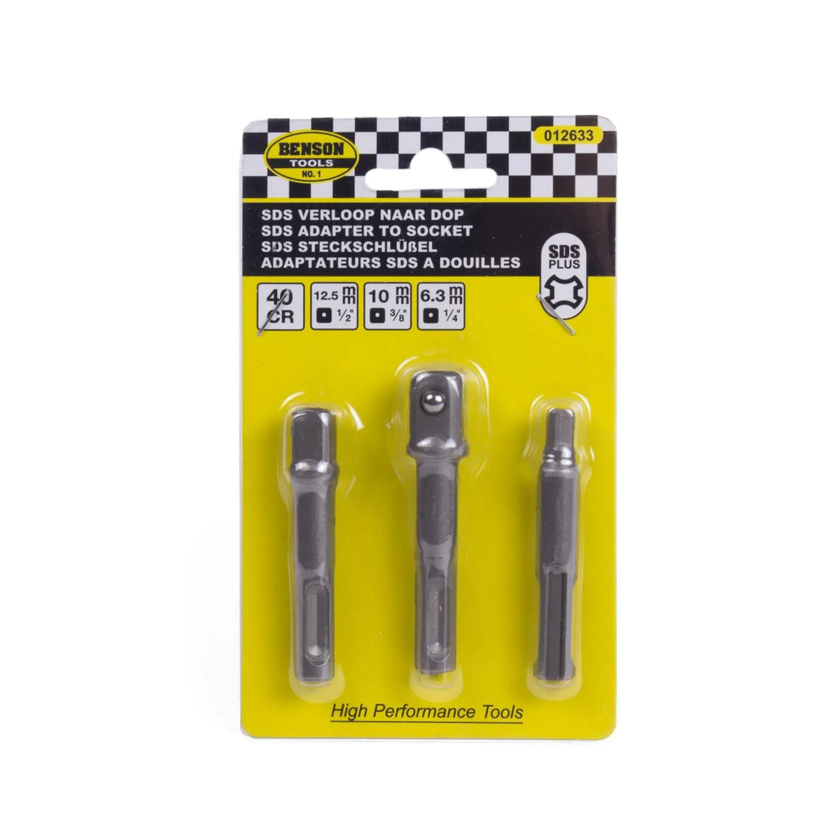 Benson Tools SDS+ verloop naar dop 1/4-3/8-1/2"