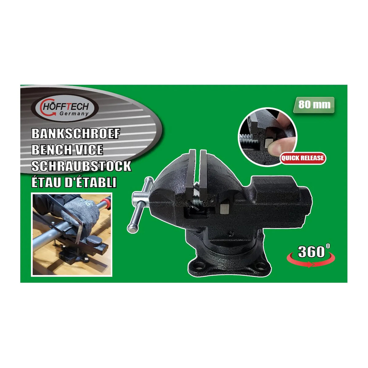 Benson Tools Bankschroef 80 mm quick release