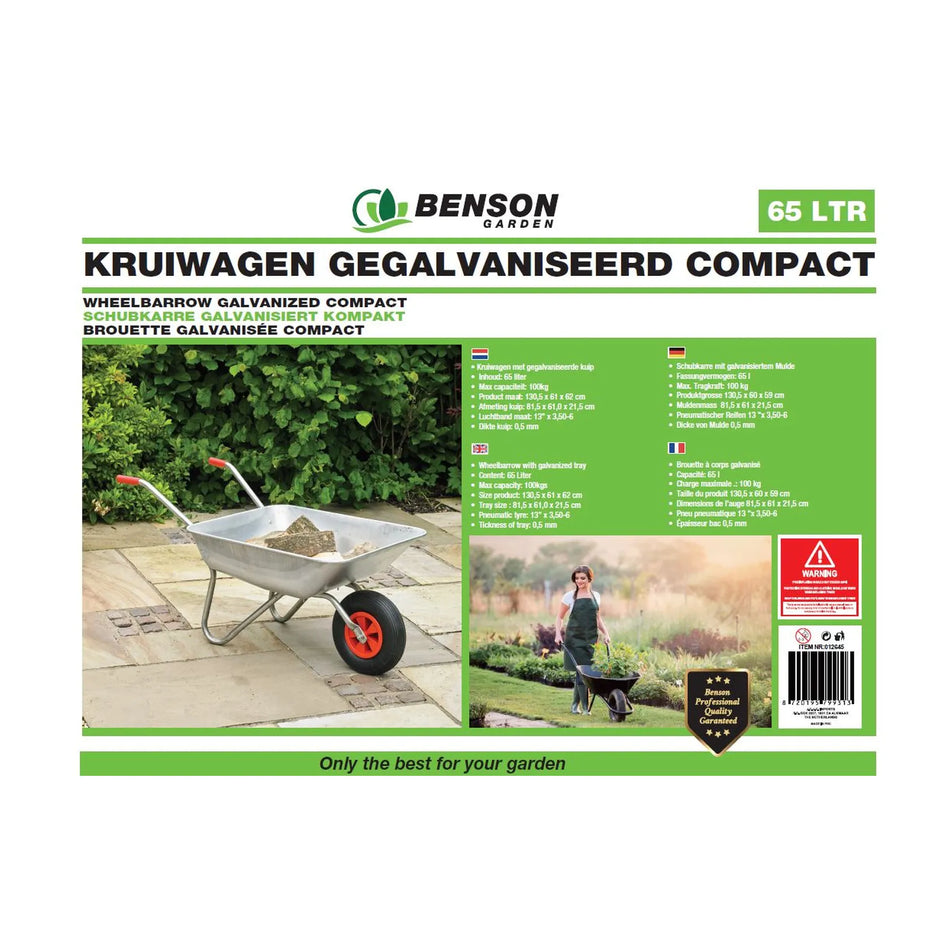 Benson Garden Kruiwagen 65 ltr gegalvaniseerd compact