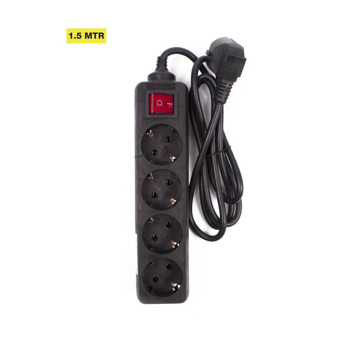 Benson Electric Stekkerdoos 4-voudig + RA + schakelaar 1.5 mtr zwart