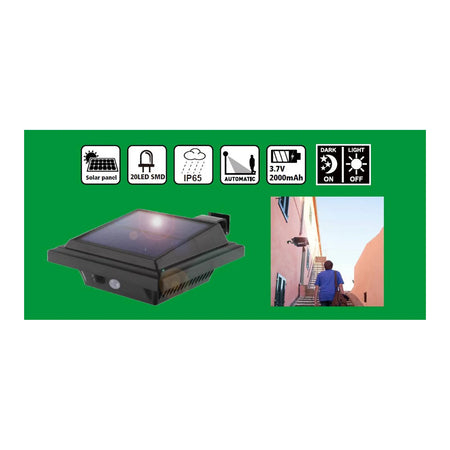 Höfftech Wandlamp plat solar LED + pir sensor IP65