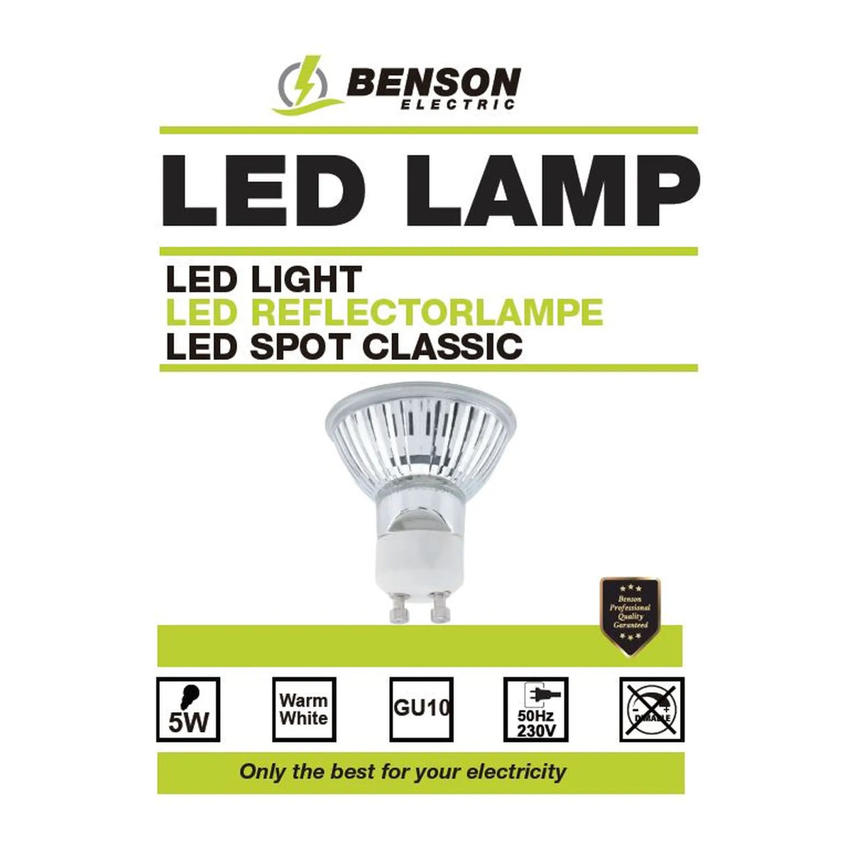 Benson Electric LED lamp GU10 5W glass version