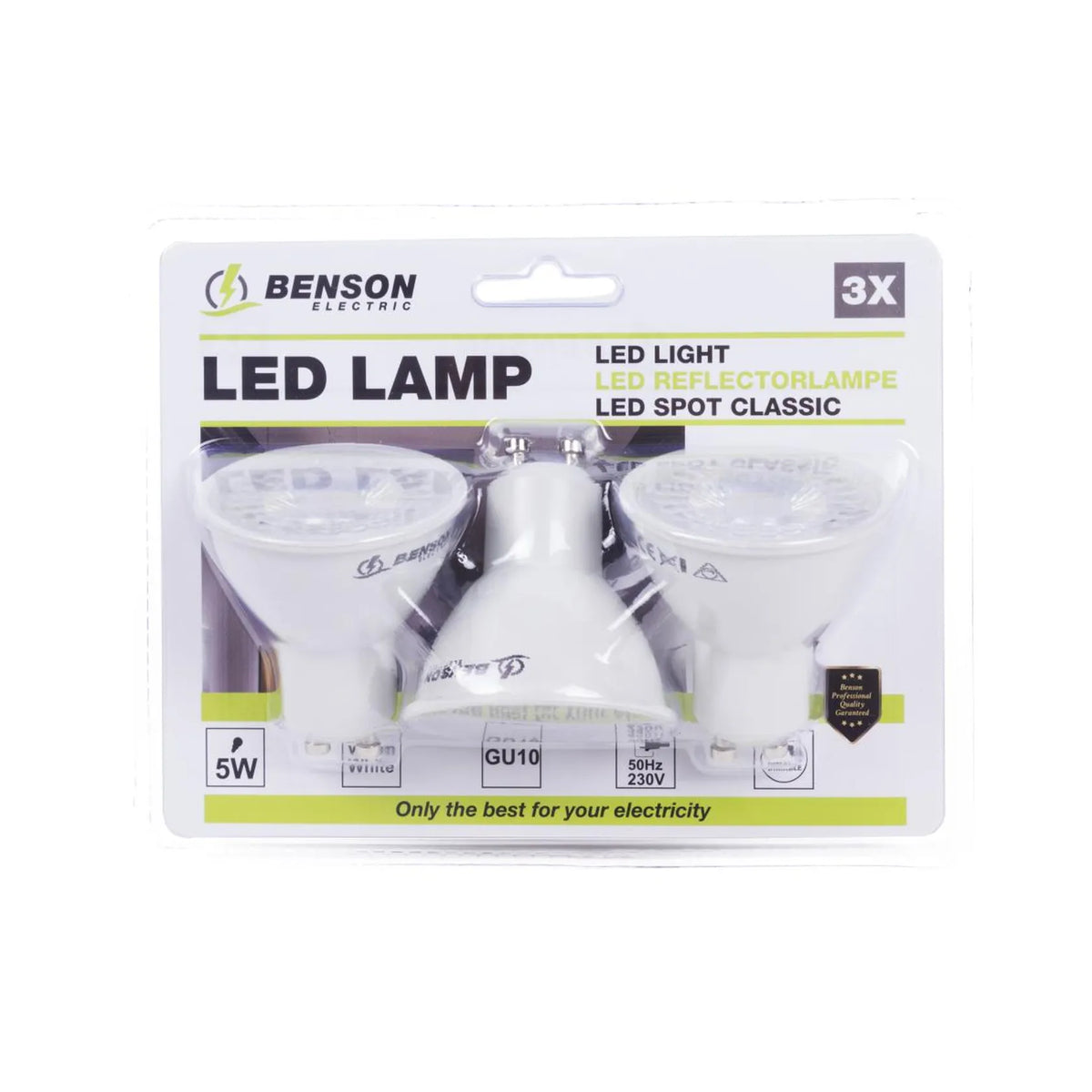 Benson Electric LED lamp GU10 5W dimbaar 3 dlg