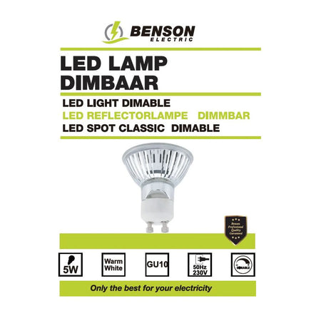 Benson Electric LED lamp GU10 5W glass version dimbaar