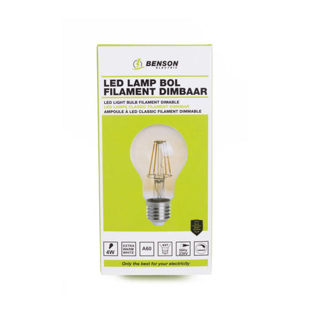 Benson Electric LED lamp bol filament A60 4W E27 amber dimbaar