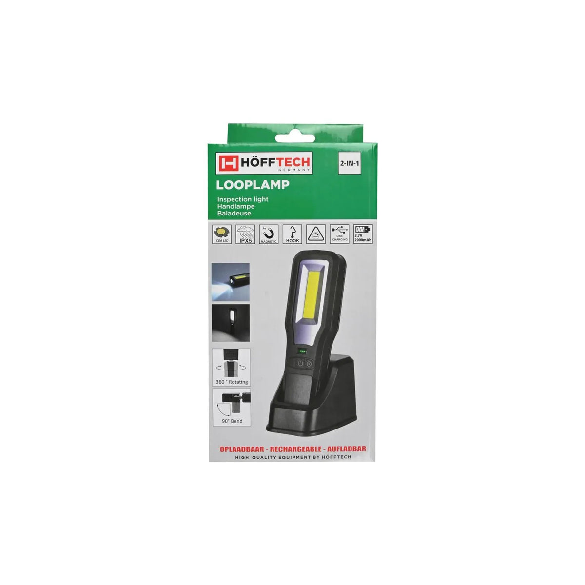 Höfftech Looplamp COB oplaadbaar 2000 mAh