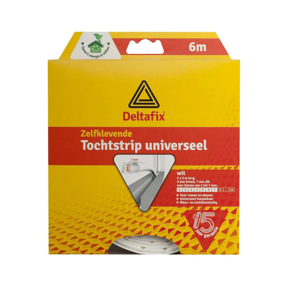 Deltafix Tochtstrip o-profiel siliconen 9 x 7 mm 1-7 mm 2 x 3 mtr wit