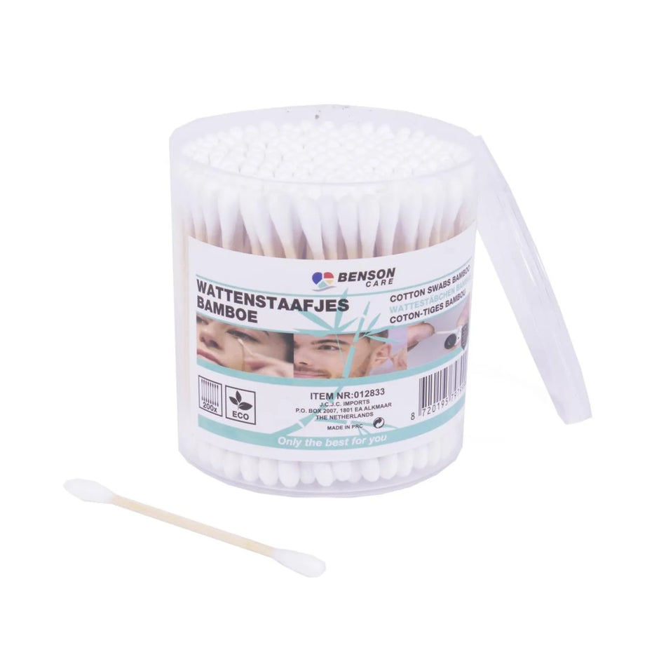 Benson Care Wattenstaafjes bamboe 200 dlg plastic doos