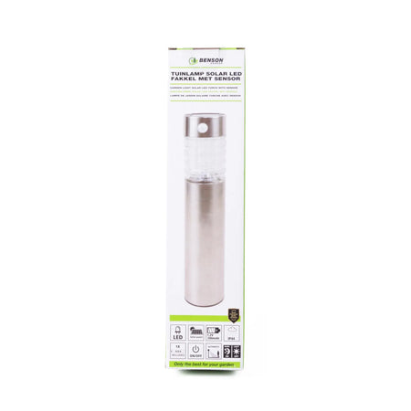 Benson Garden Tuinlamp solar LED fakkel 28 cm + sensor