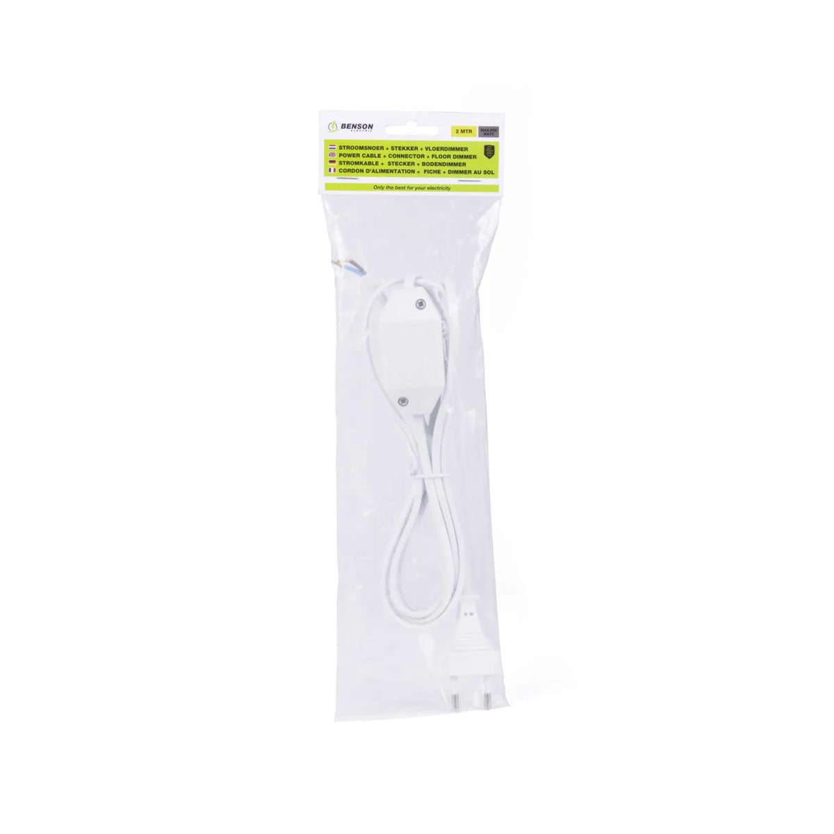 Benson Electric Stroomsnoer + stekker + vloerdimmer 2 m wit