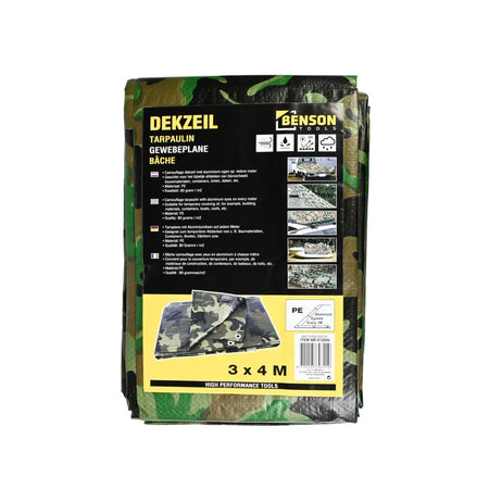 Benson Tools Dekzeil 3 x 4 mtr army zwaar