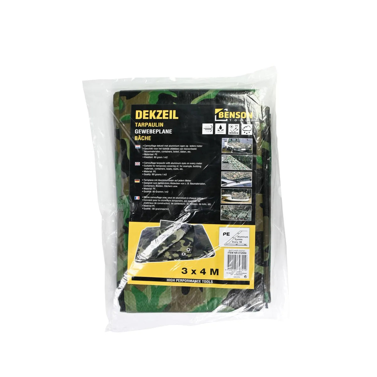 Benson Tools Dekzeil 3 x 4 mtr army zwaar