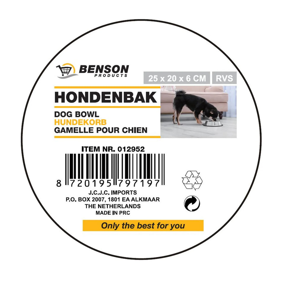 Benson Products Hondenvoerbak RVS 25 x 20 x 6 cm