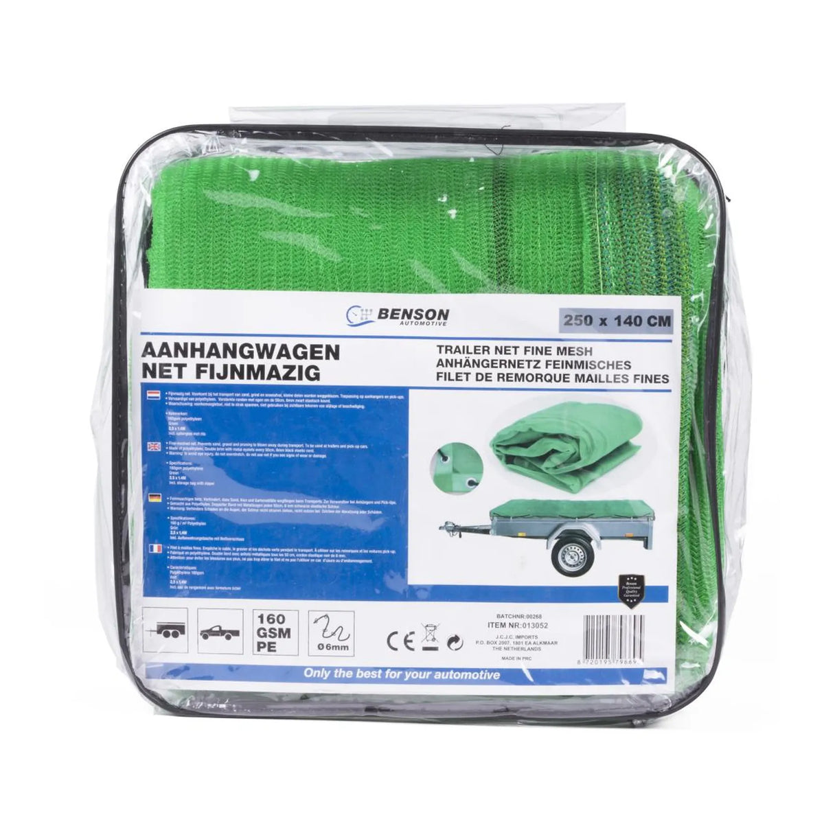 Benson Automotive Aanhangwagen net fijnmazig 2,5 x 1,4 mtr in tas