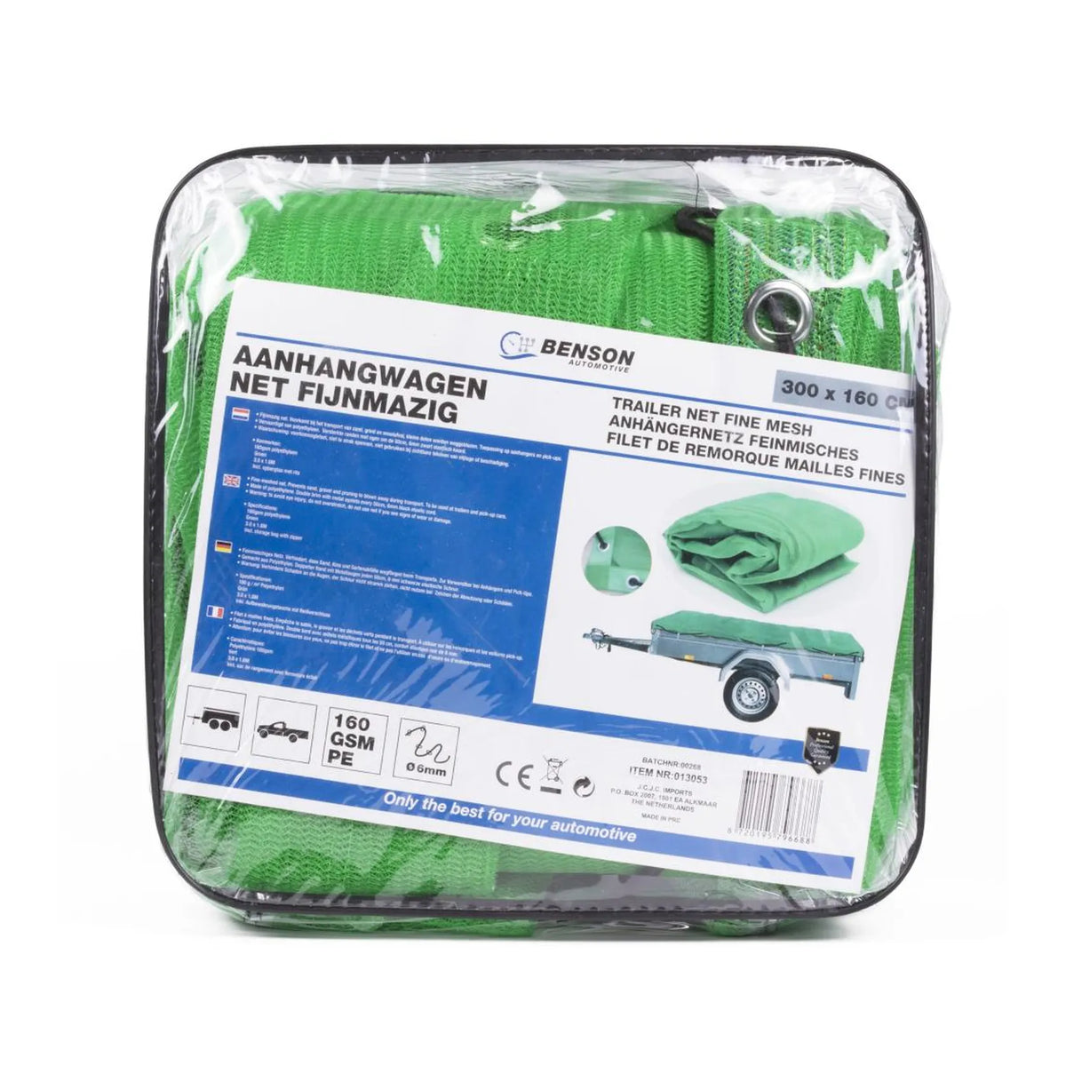 Benson Automotive Aanhangwagen net fijnmazig 3.0 x 1,6 mtr in tas