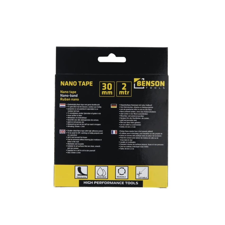 Benson Tools Nano tape dubbelzijdig herbruikbaar 30 mm x 2 mtr