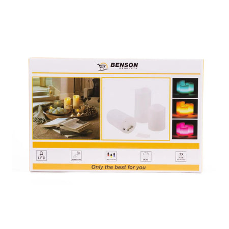 Benson LED kaarsen 3 dlg + afstandsbediening