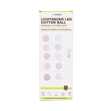 Benson Electric LED deco lichtsnoer cotton ball 10 dlg 1.52 mtr