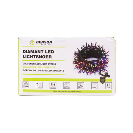 Benson Electric LED diamant lichtsnoer kleur 200 LED 24 mtr IP44