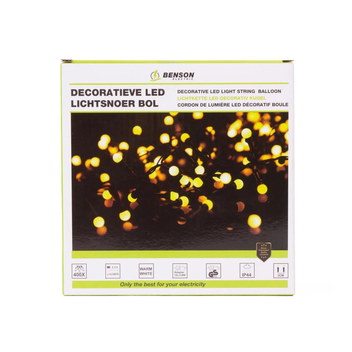 Benson Electric LED deco lichtsnoer bol wit 400 LED 14.5 mtr IP44