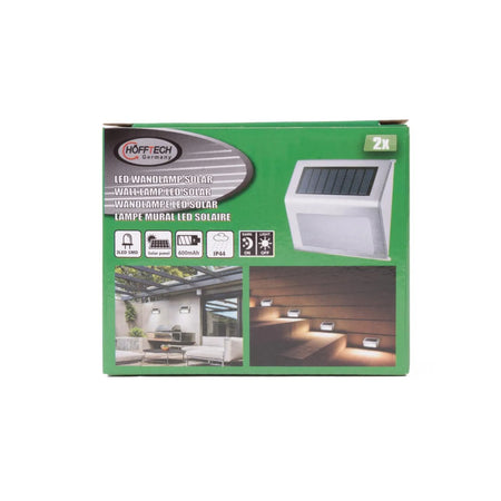 Höfftech LED wandlamp solar RVS 1.2V 400 mAh 2 dlg