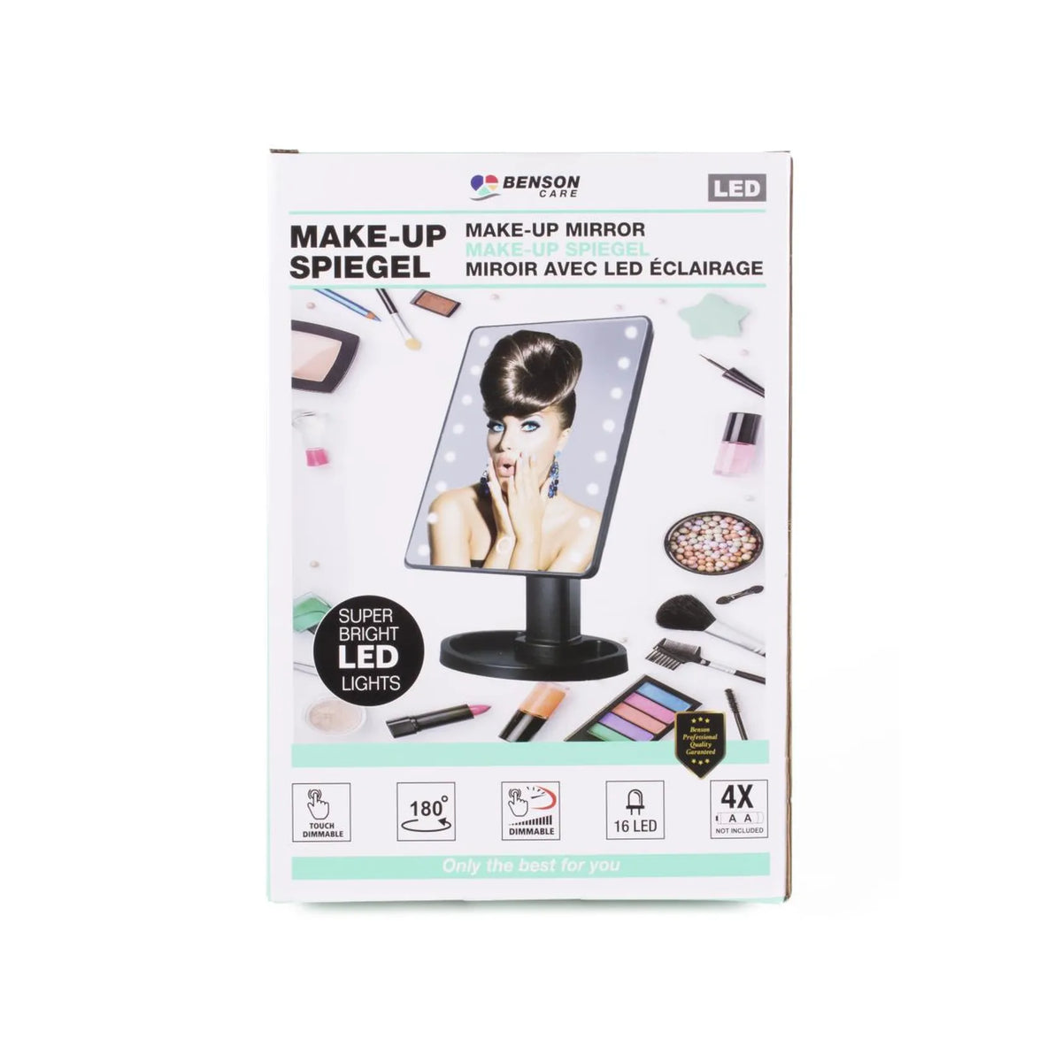 Benson Care Make-up spiegel 16 LED dimbaar zwart