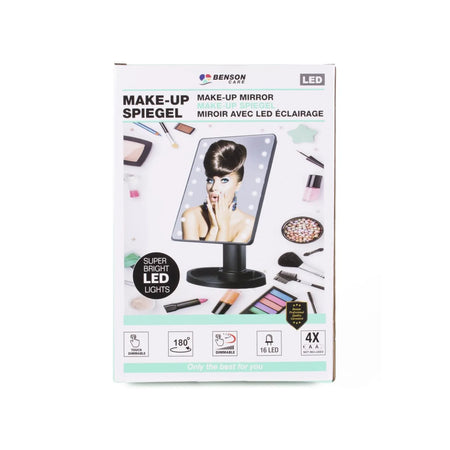 Benson Care Make-up spiegel 16 LED dimbaar zwart