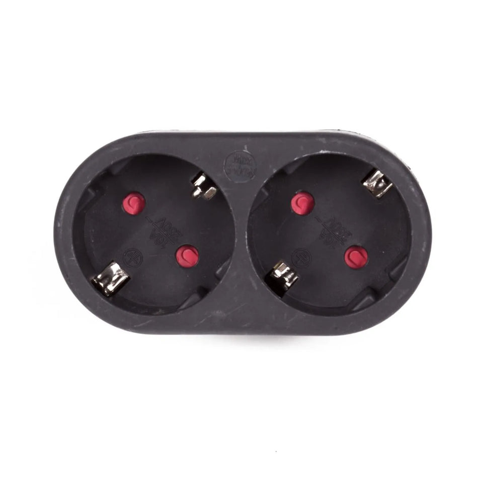 Benson Electric Stekker duo verloop + RA (horizontaal) zwart